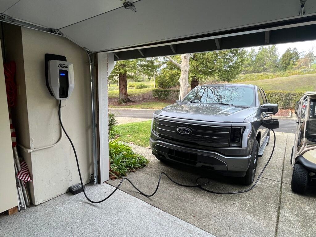 EV Charger Charing Car in Garage